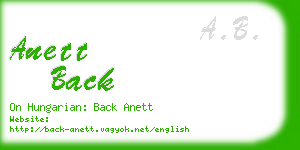 anett back business card